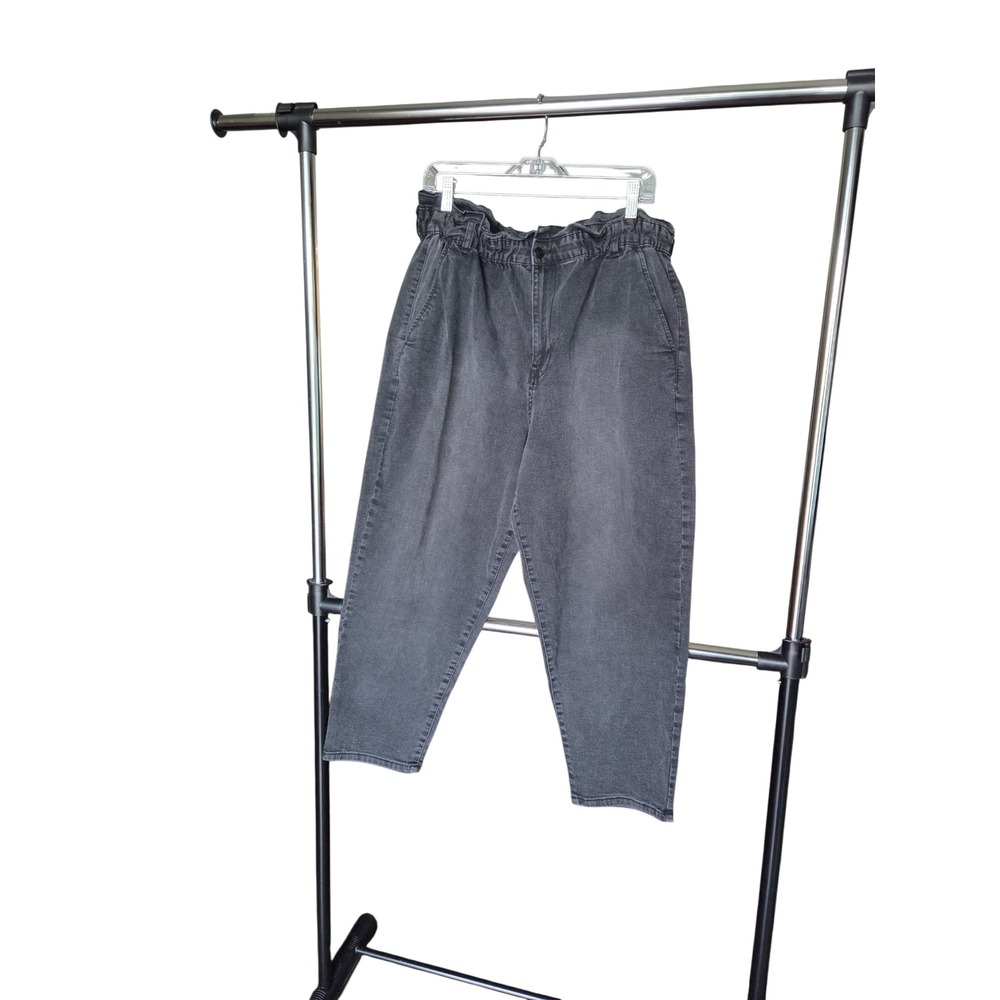 No Boundaries Womens XXL 19 Washed Black Paperbag Waist Tapered Leg Denim Jeans